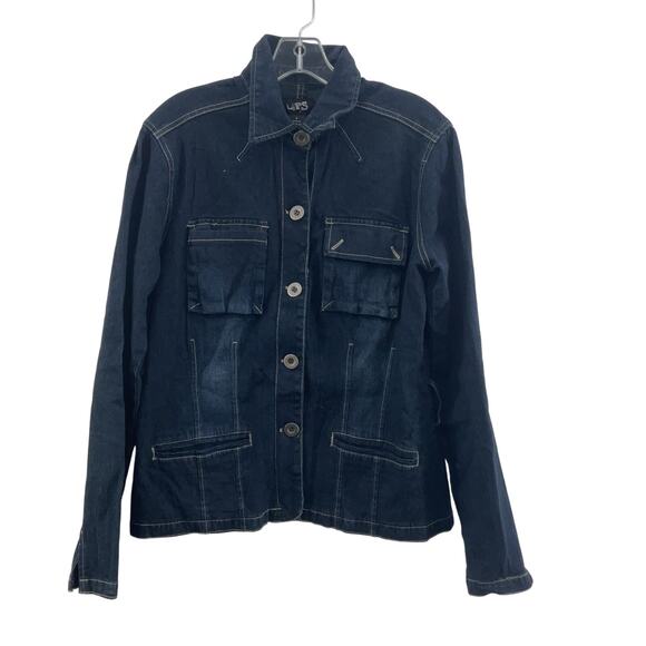 Lips Jackets & Blazers - Lips Blue Ramie Denim Jean Button Jacket Size 9 Women's Preowned
